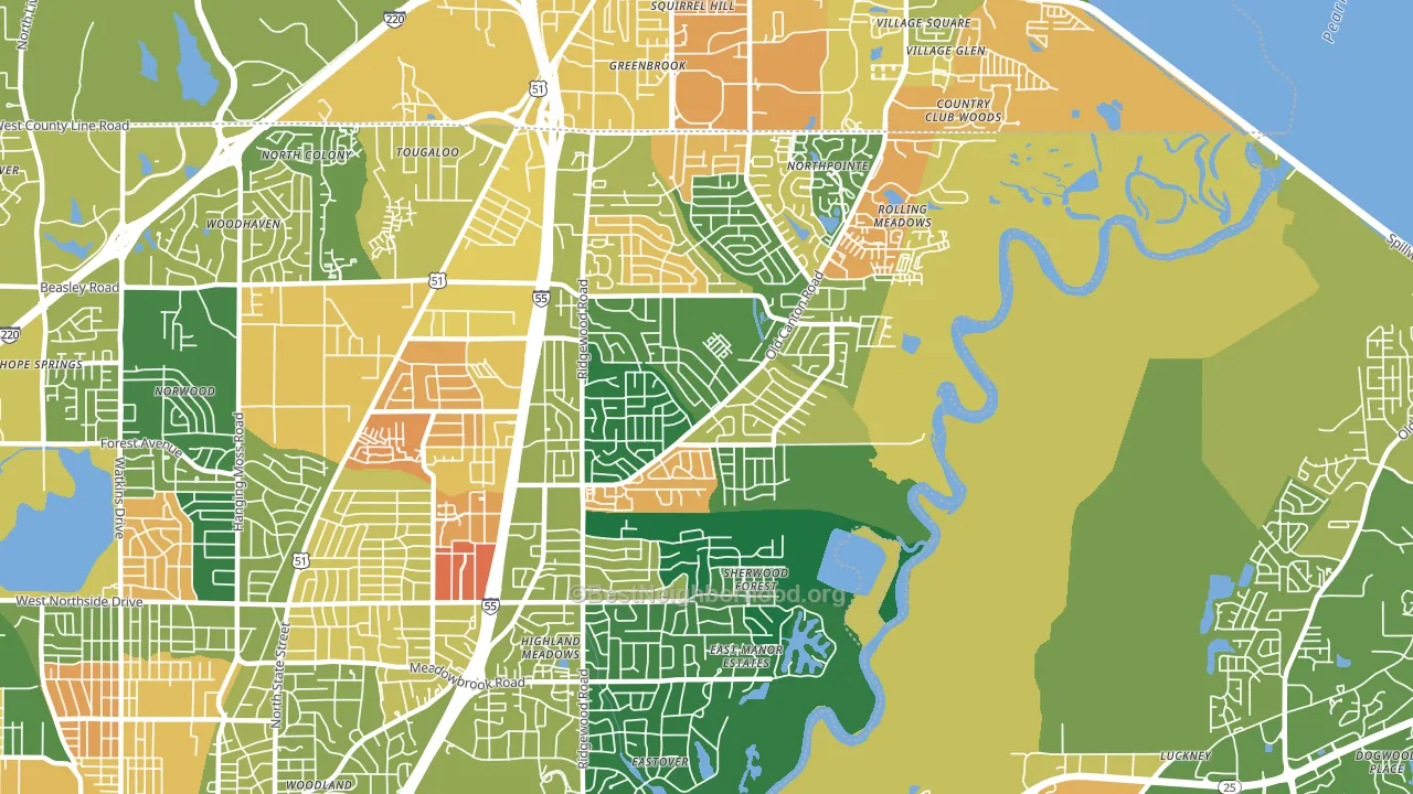39211, MS block-group voter-turnout map