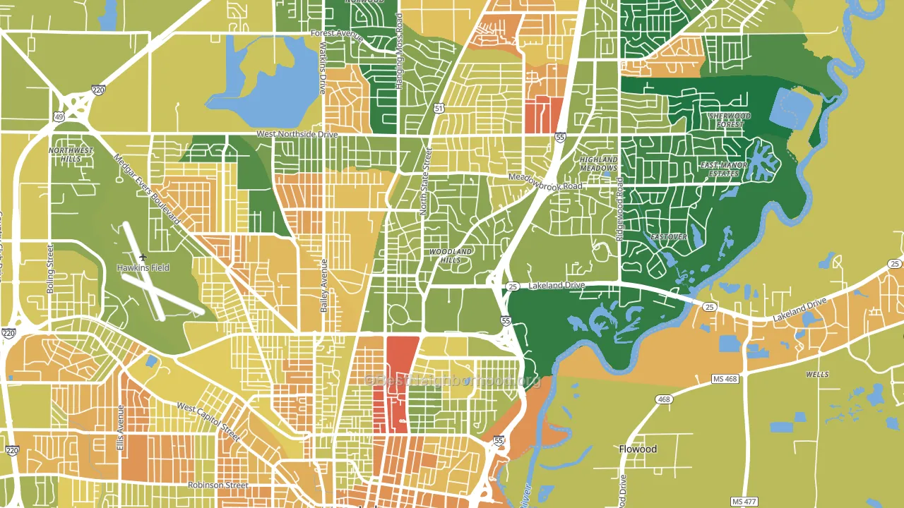 39216, MS block-group voter-turnout map