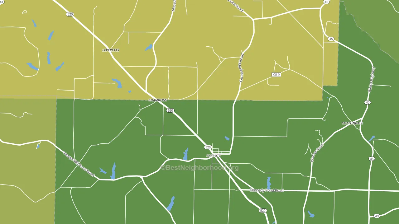 39877, GA block-group voter-turnout map