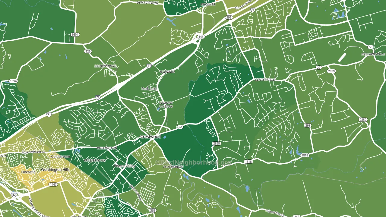 40014, KY block-group voter-turnout map