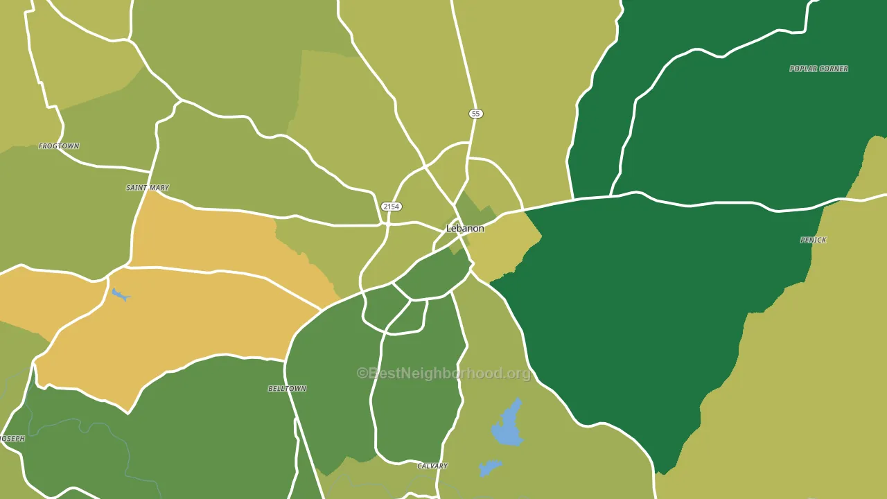 40033, KY block-group voter-turnout map
