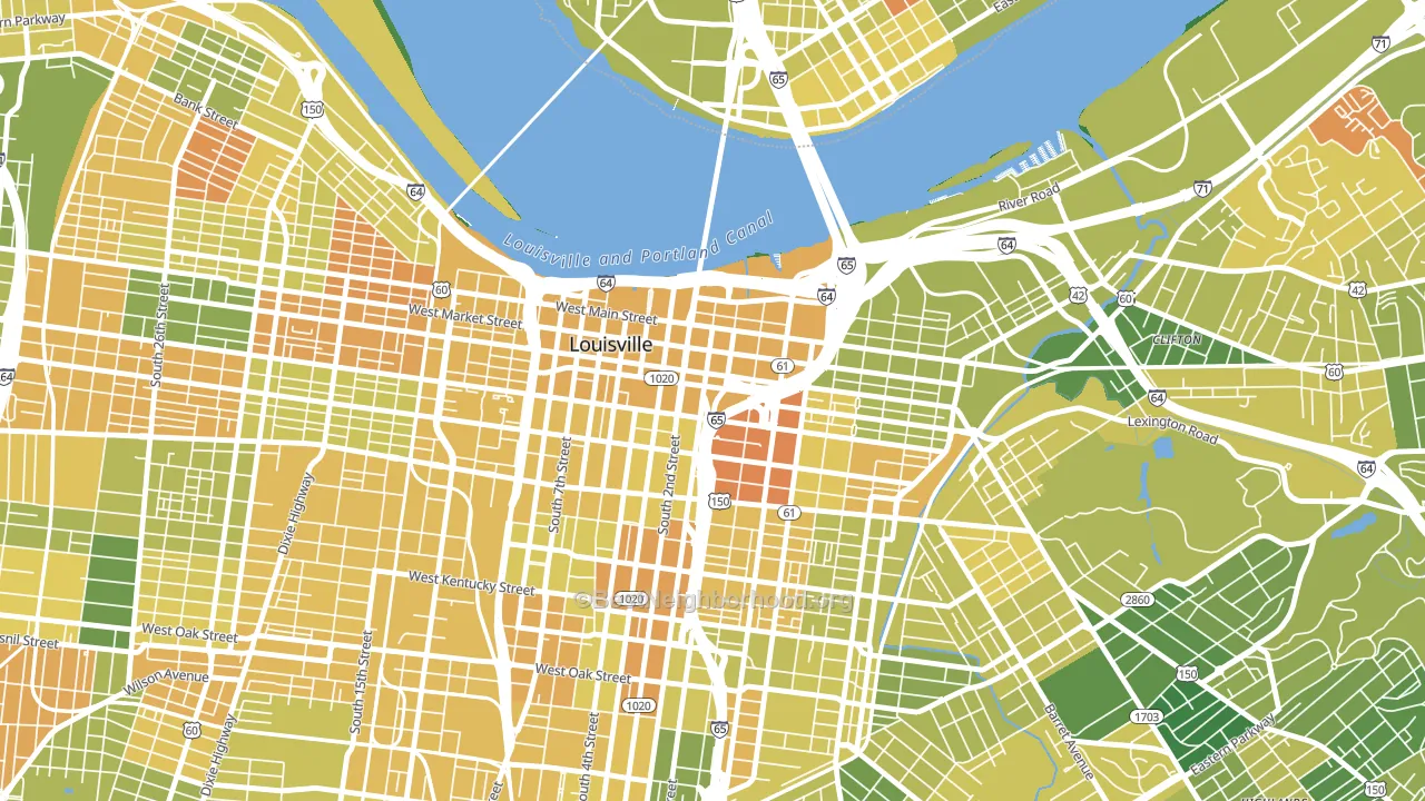40202, KY block-group voter-turnout map