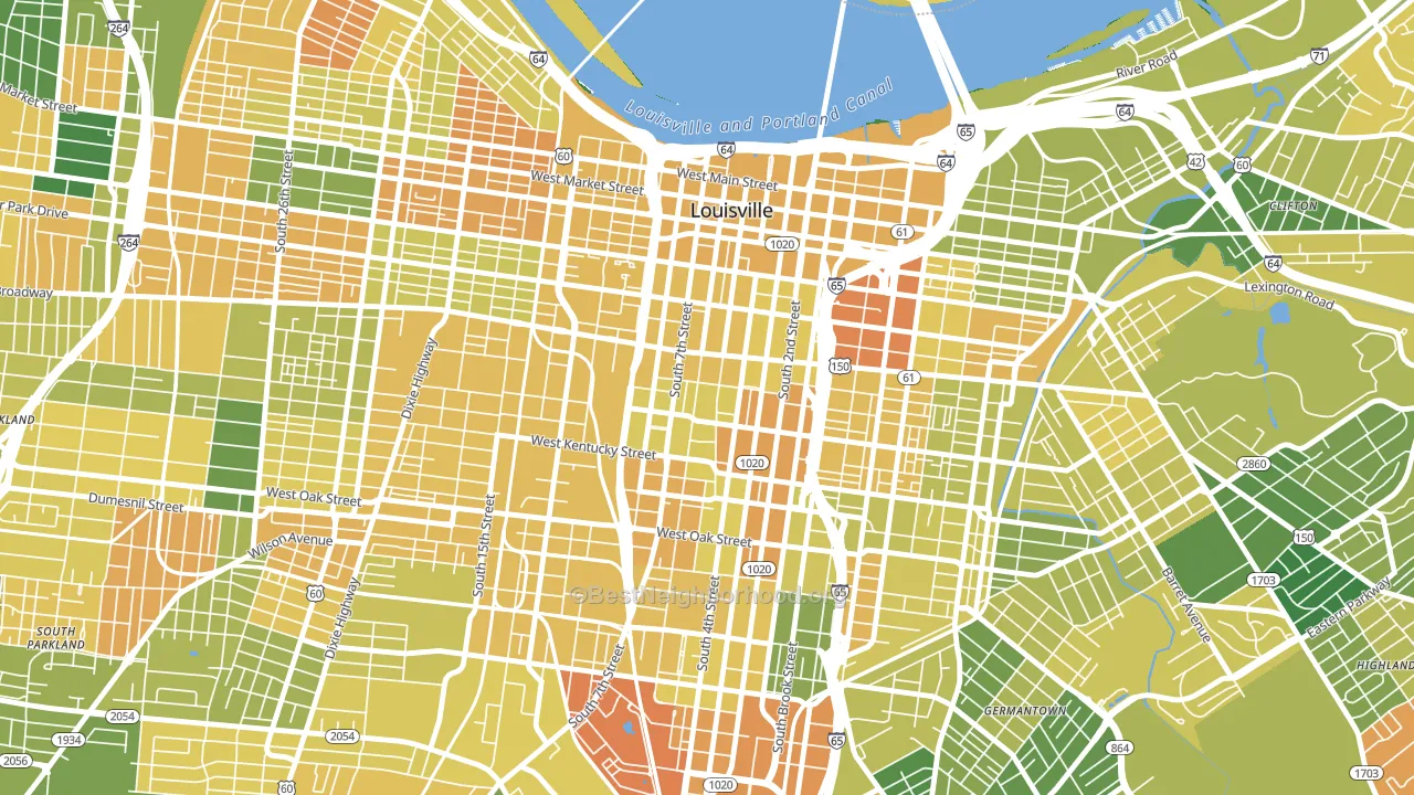 40203, KY block-group voter-turnout map