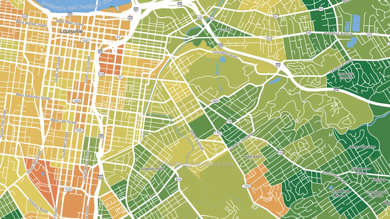 40204, KY block-group voter-turnout map