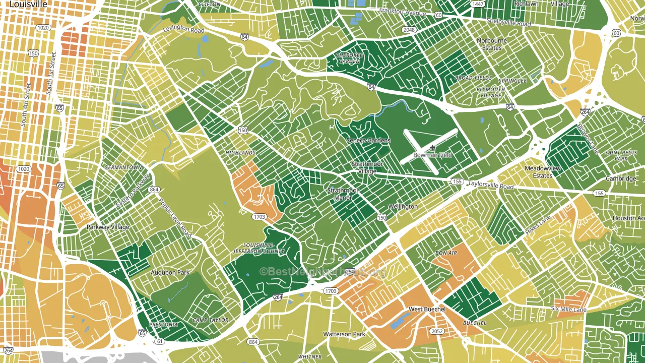 40205, KY block-group voter-turnout map
