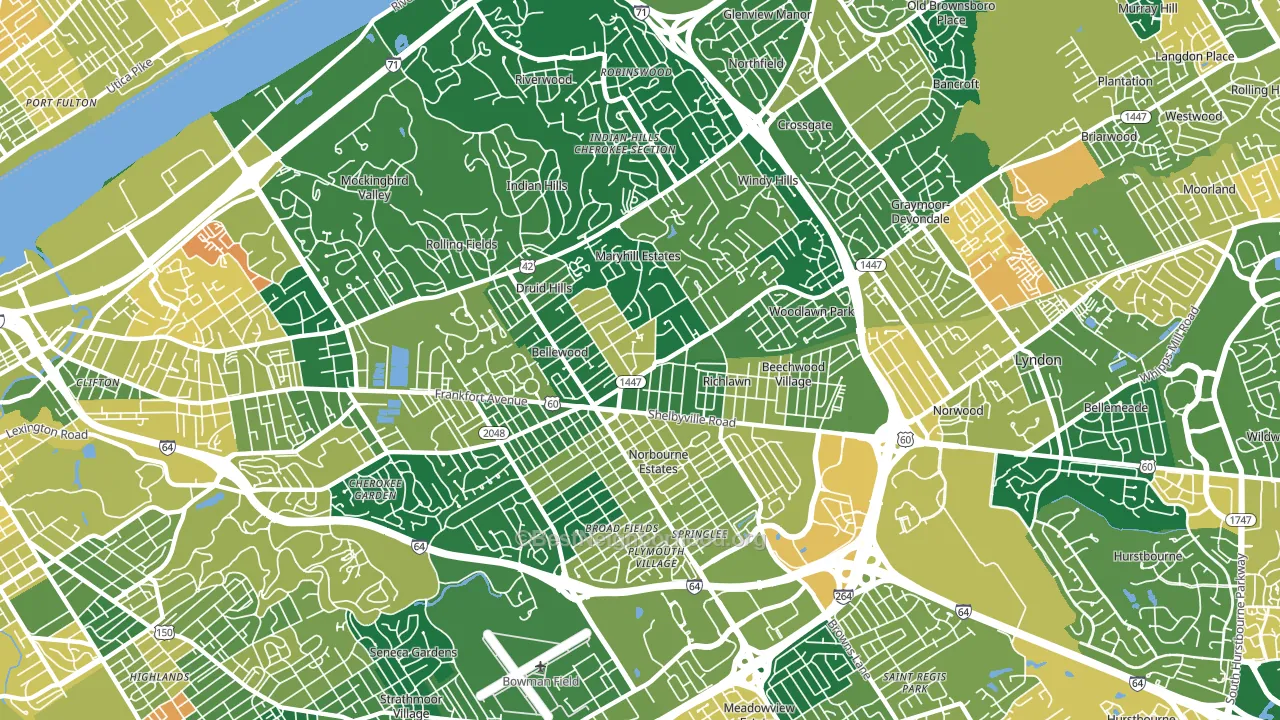 40207, KY block-group voter-turnout map