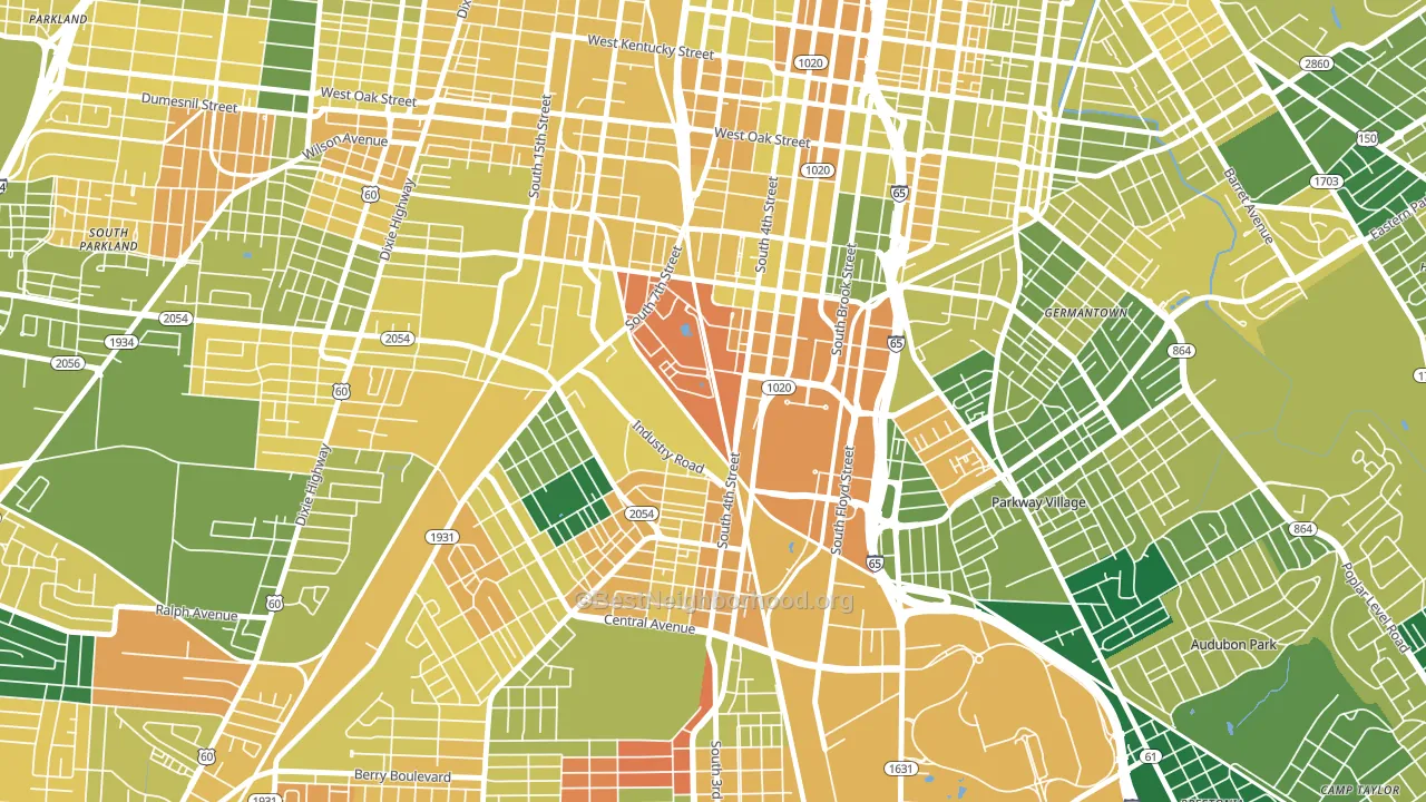 40208, KY block-group voter-turnout map