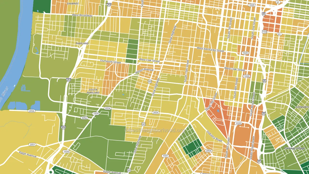 40210, KY block-group voter-turnout map