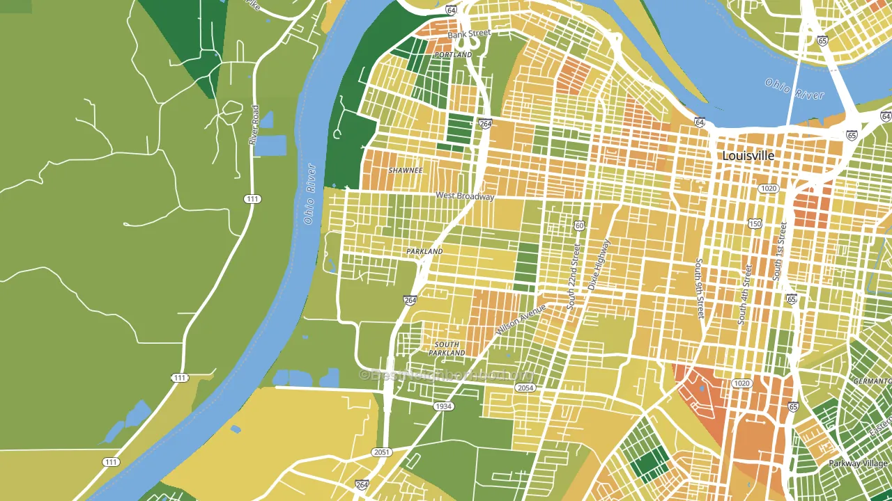 40211, KY block-group voter-turnout map