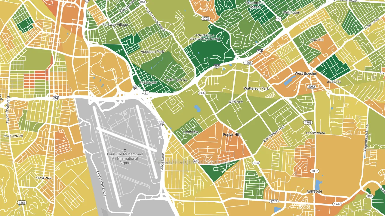 40213, KY block-group voter-turnout map