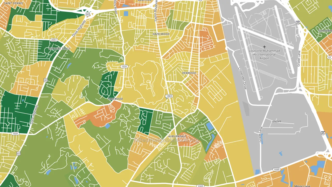 40214, KY block-group voter-turnout map