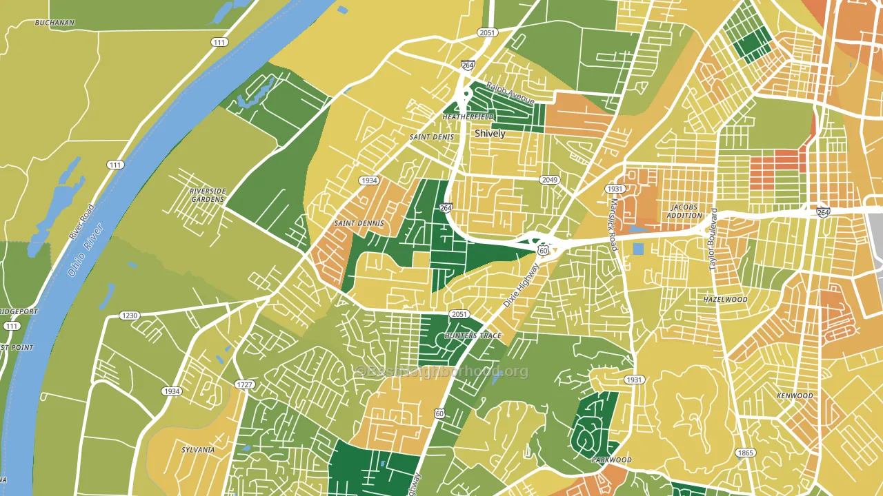 40216, KY block-group voter-turnout map