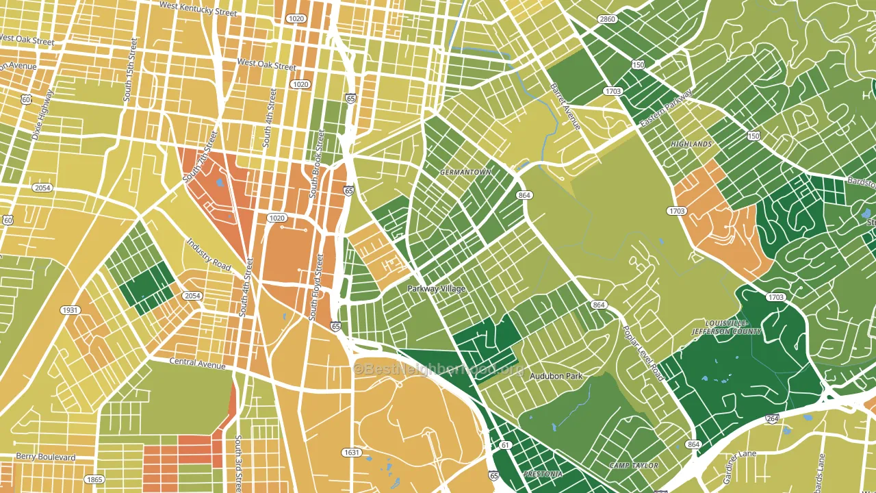 40217, KY block-group voter-turnout map