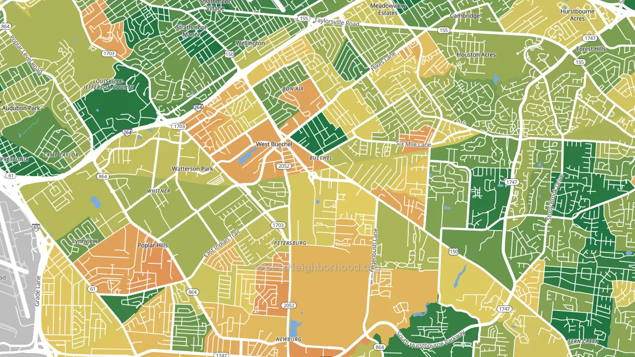 40218, KY block-group voter-turnout map