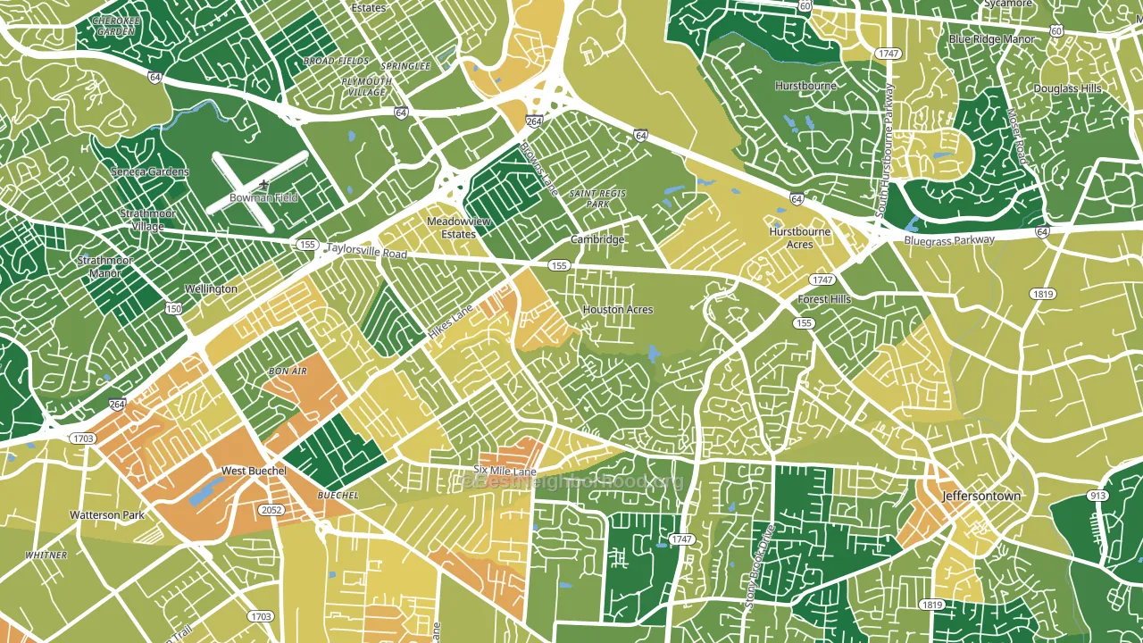 40220, KY block-group voter-turnout map