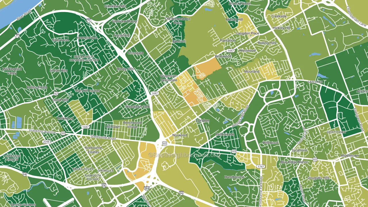 40222, KY block-group voter-turnout map