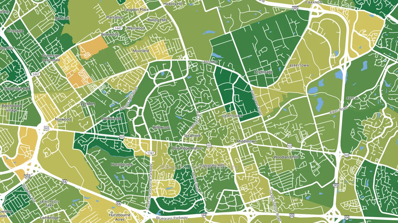 40223, KY block-group voter-turnout map