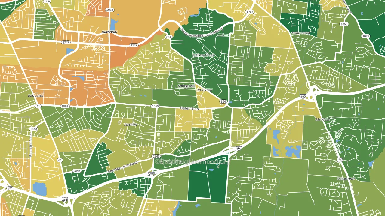 40228, KY block-group voter-turnout map