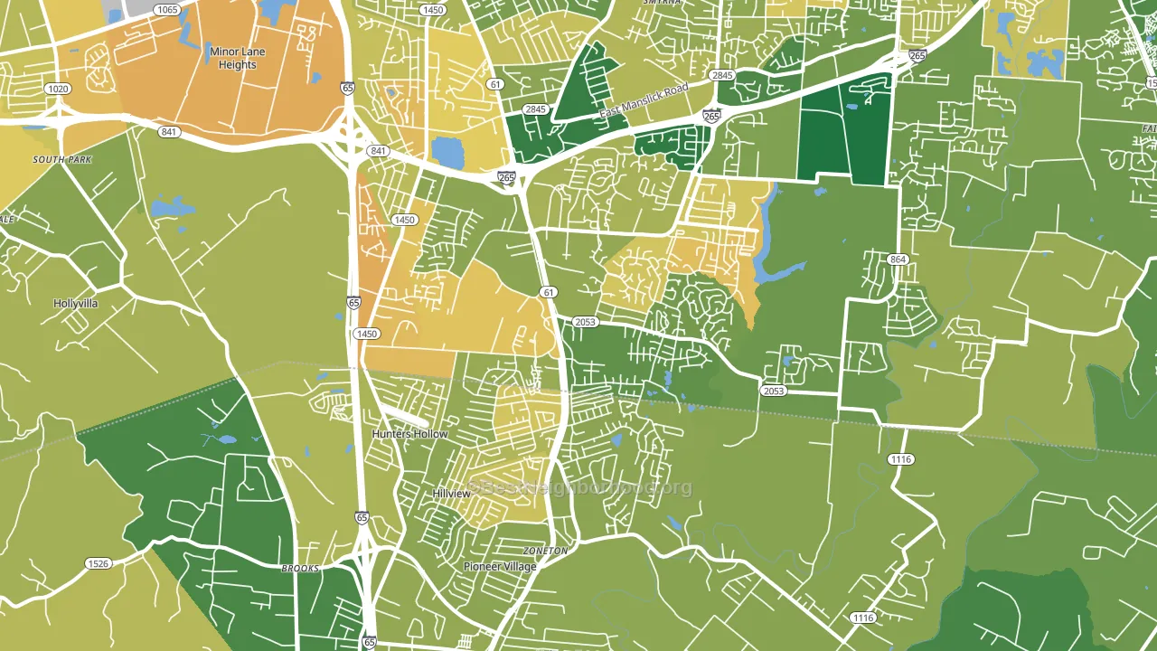 40229, KY block-group voter-turnout map