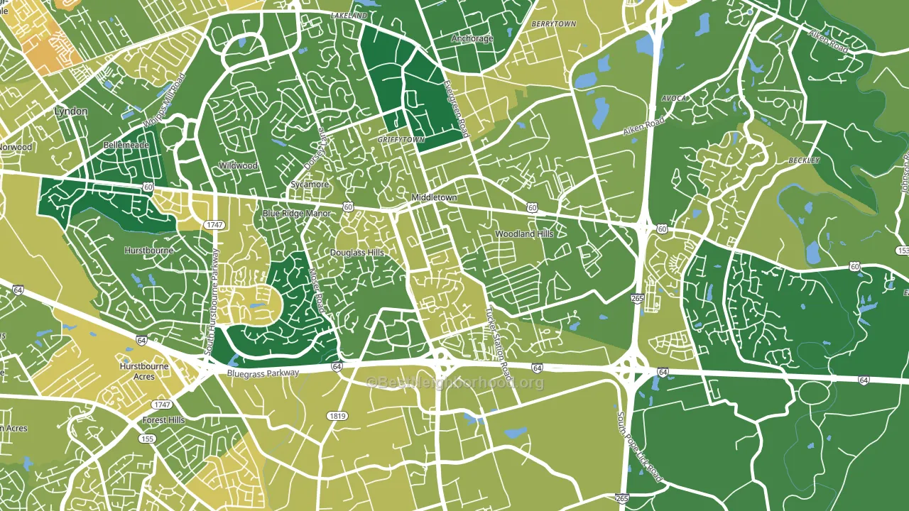 40243, KY block-group voter-turnout map