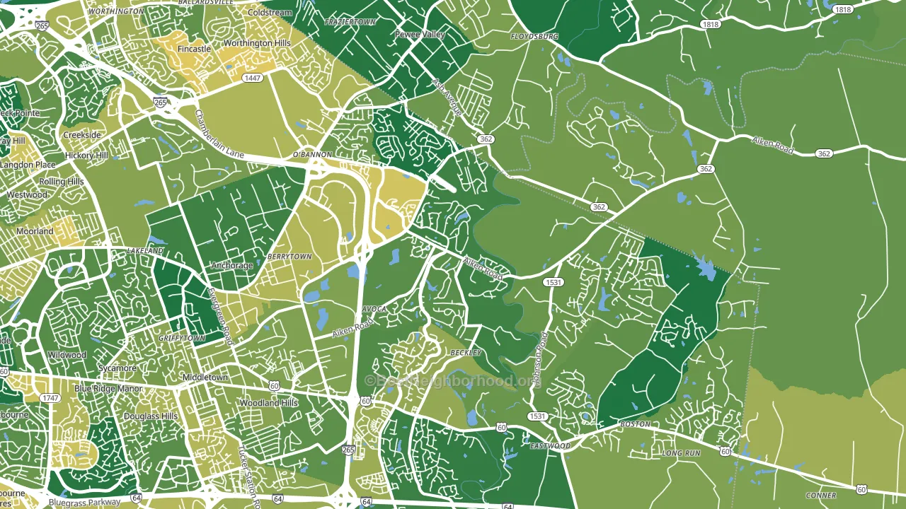 40245, KY block-group voter-turnout map