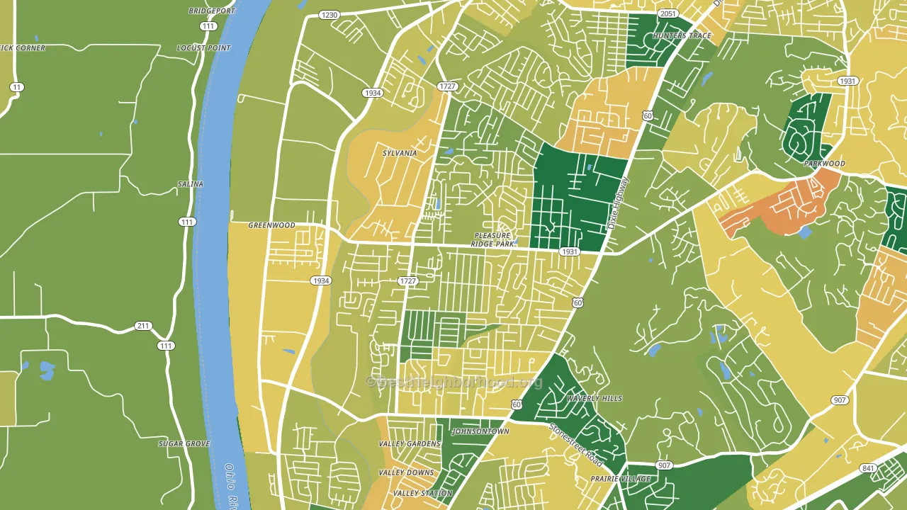 40258, KY block-group voter-turnout map
