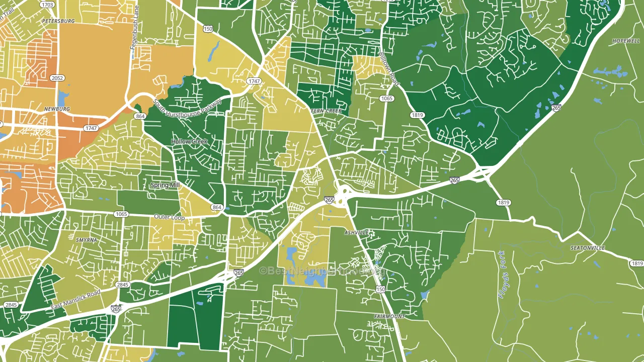 40291, KY block-group voter-turnout map