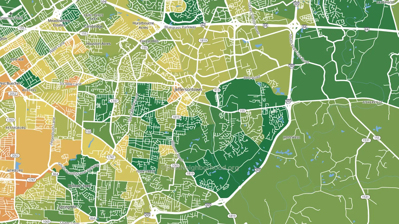 40299, KY block-group voter-turnout map