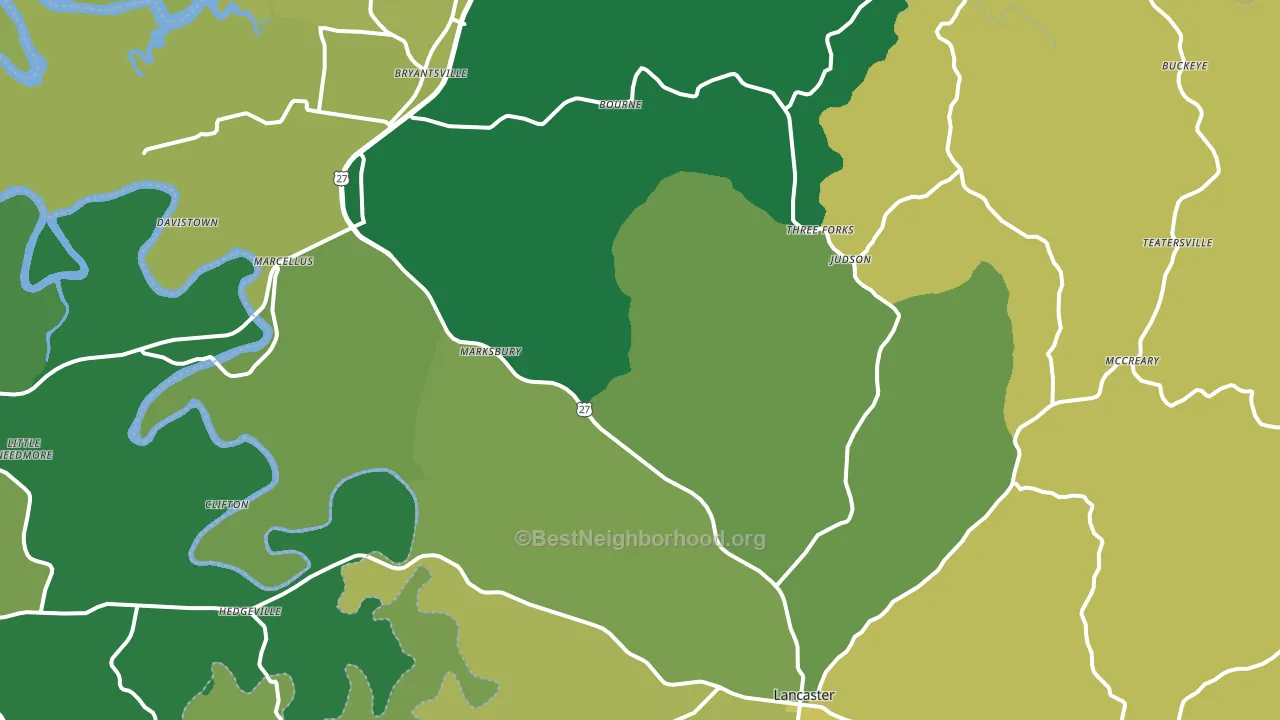 40444, KY block-group voter-turnout map