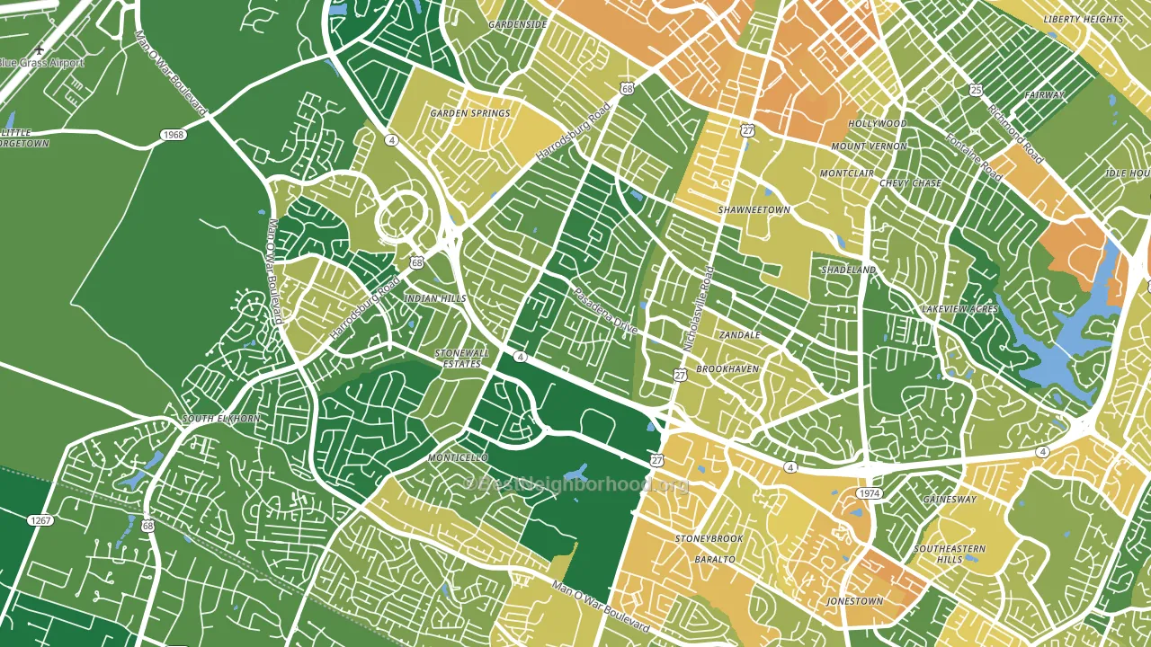 40503, KY block-group voter-turnout map