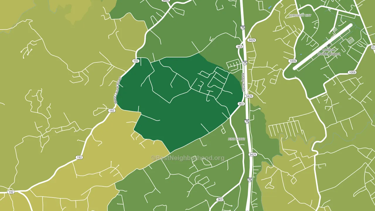 40743, KY block-group voter-turnout map