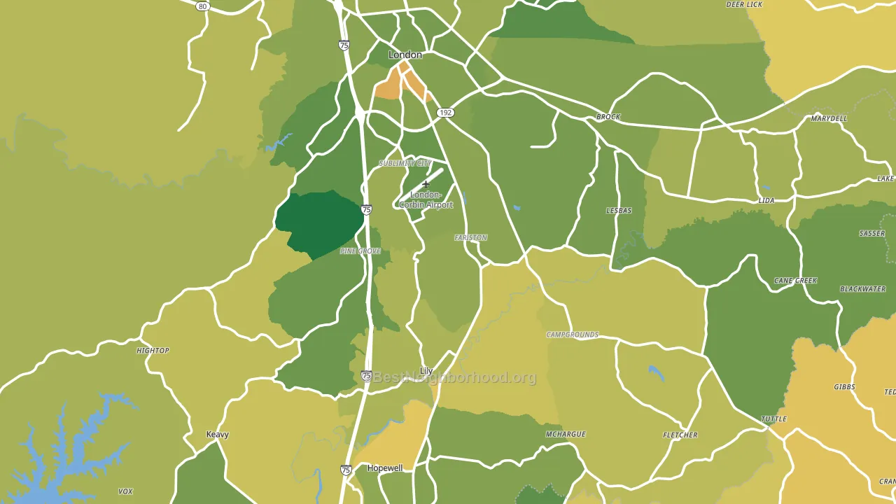 40744, KY block-group voter-turnout map