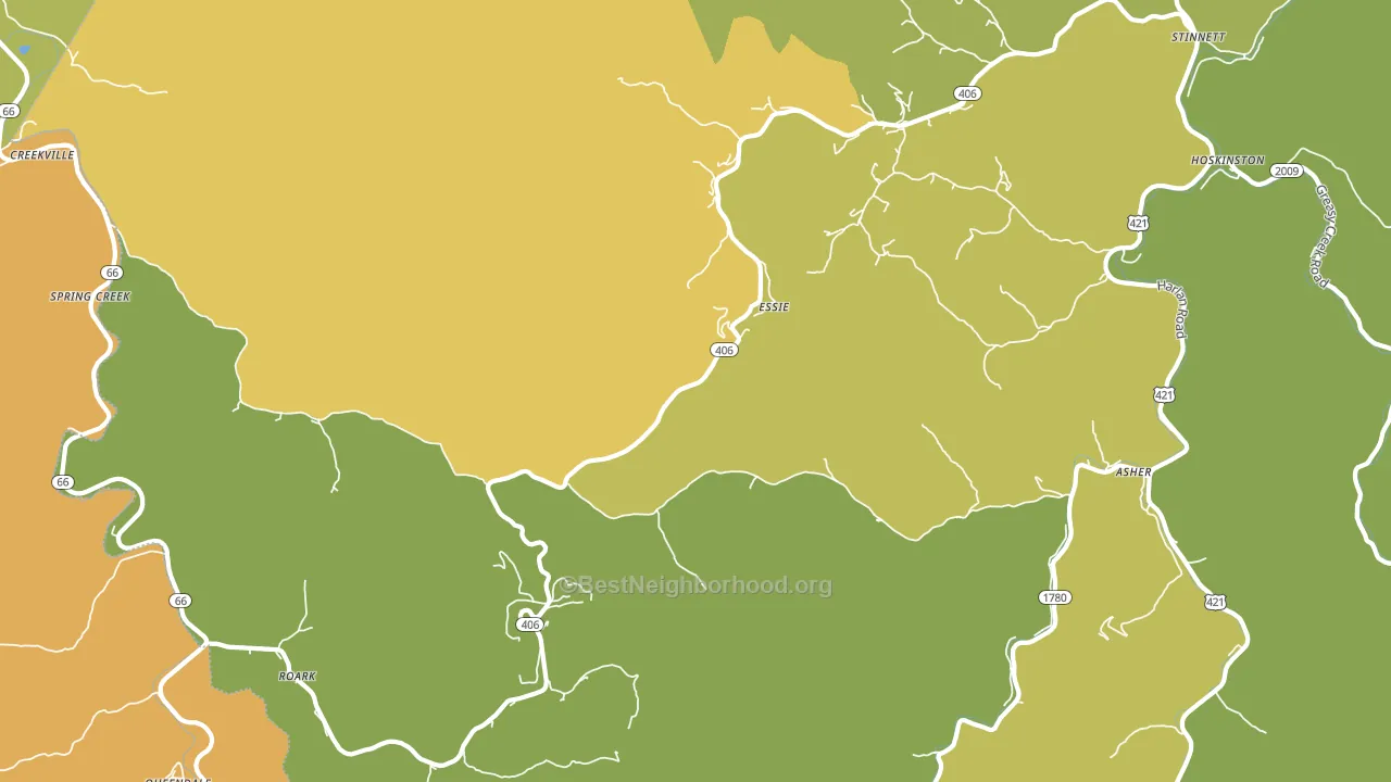 40827, KY block-group voter-turnout map