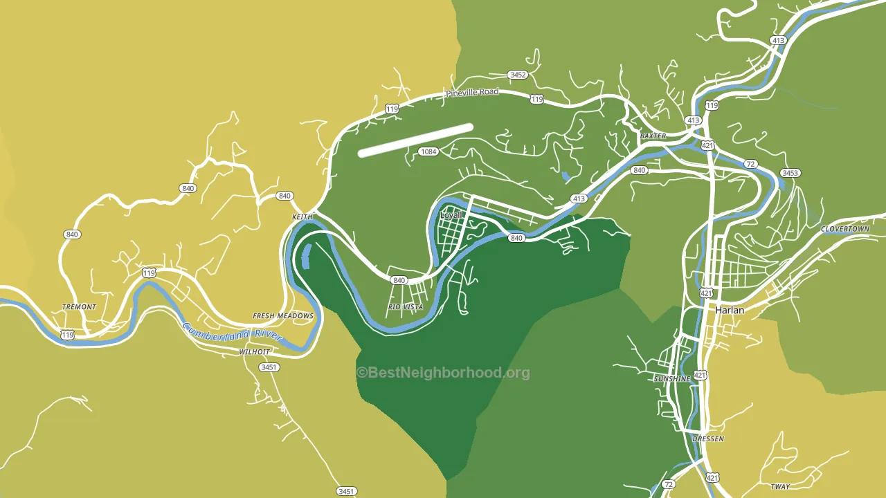 40854, KY block-group voter-turnout map