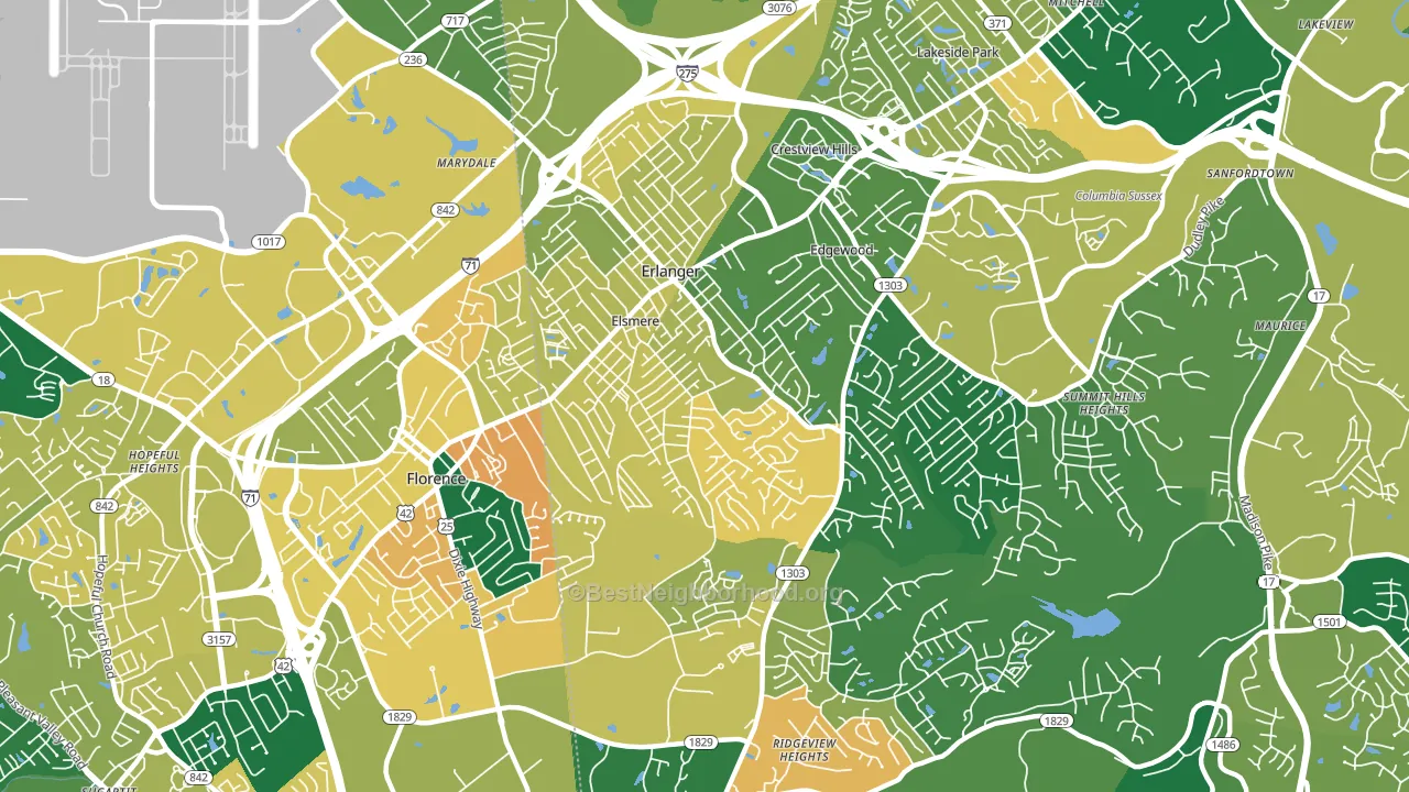 41018, KY block-group voter-turnout map