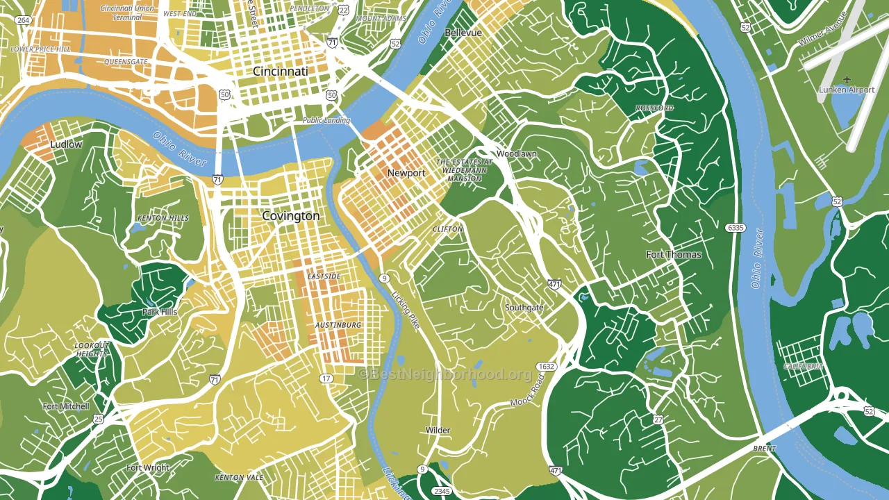 41071, KY block-group voter-turnout map