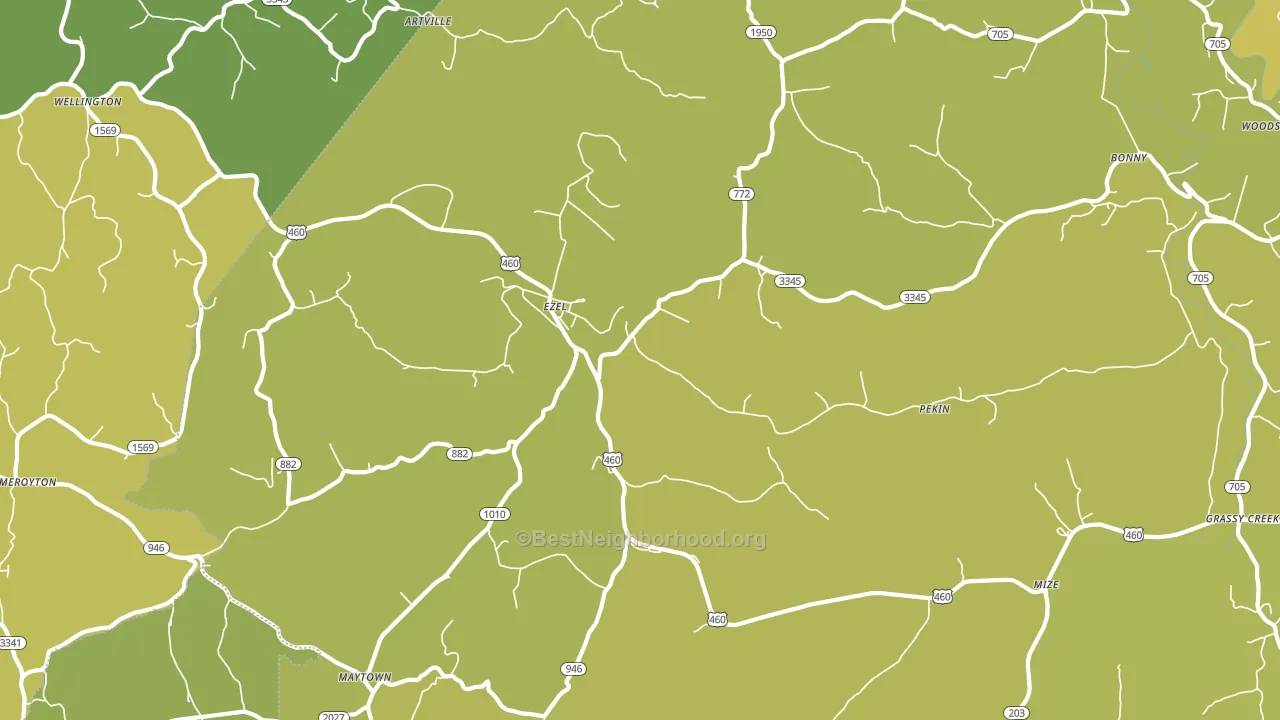 41425, KY block-group voter-turnout map