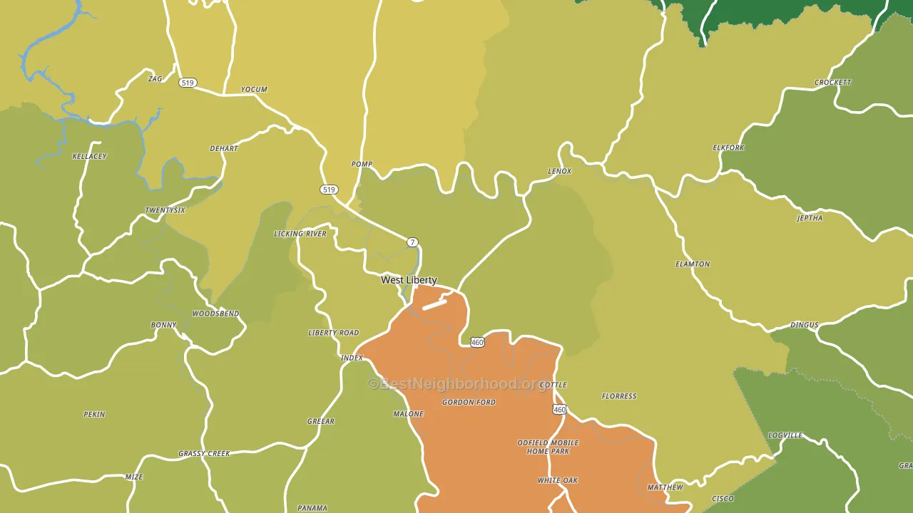 41472, KY block-group voter-turnout map
