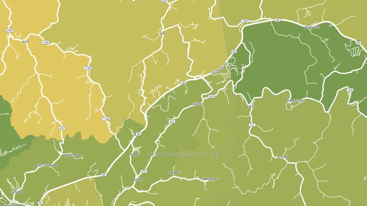 41722, KY block-group voter-turnout map