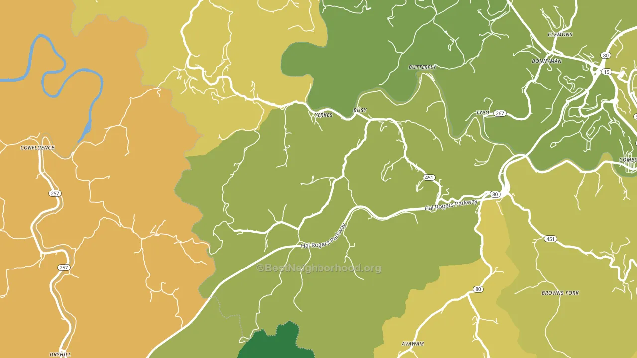 41723, KY block-group voter-turnout map