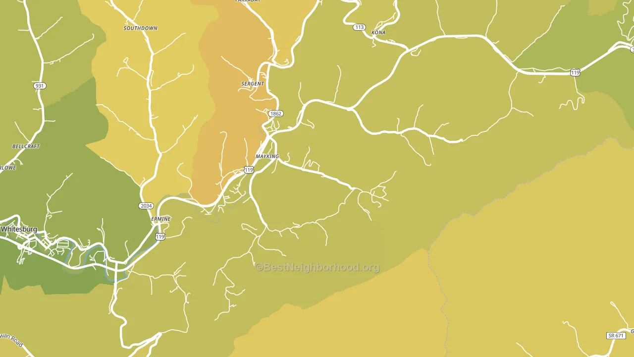 41837, KY block-group voter-turnout map