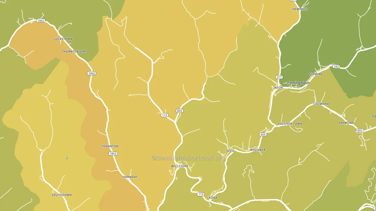 41838, KY block-group voter-turnout map