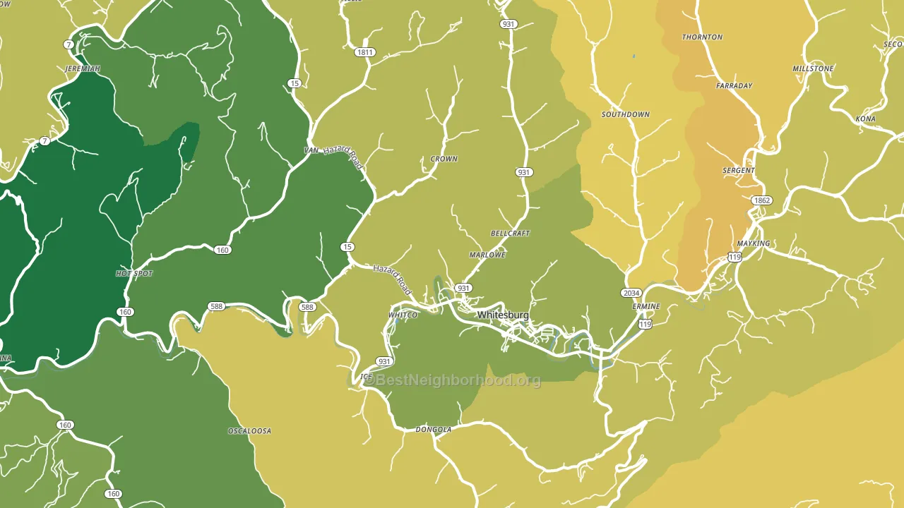 41858, KY block-group voter-turnout map
