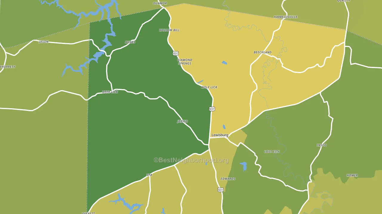 42256, KY block-group voter-turnout map