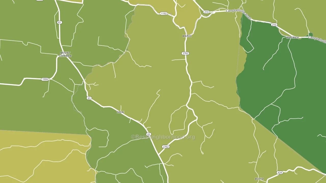 42764, KY block-group voter-turnout map