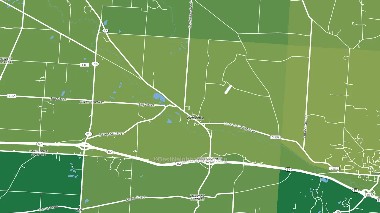 43001, OH block-group voter-turnout map