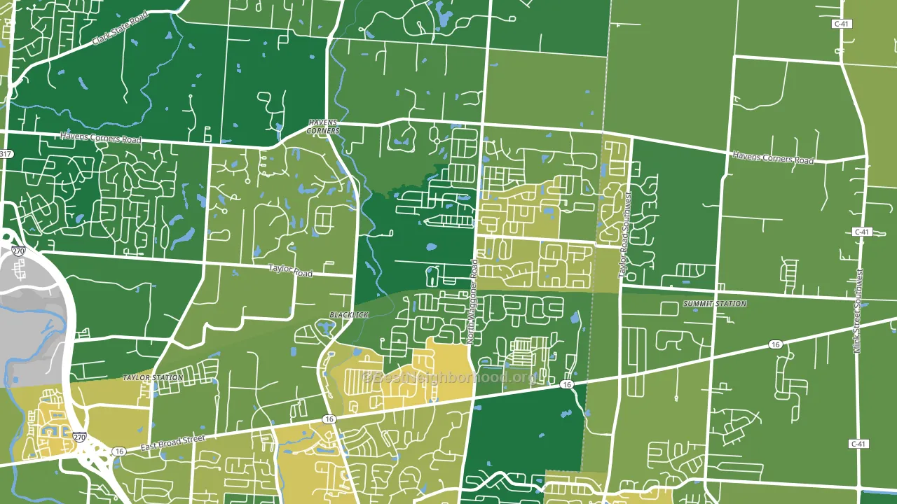 43004, OH block-group voter-turnout map