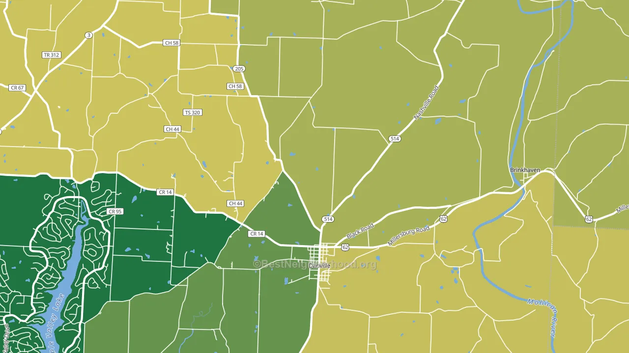 43014, OH block-group voter-turnout map