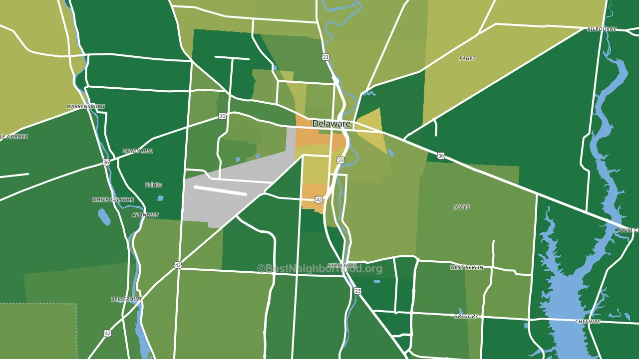 43015, OH block-group voter-turnout map