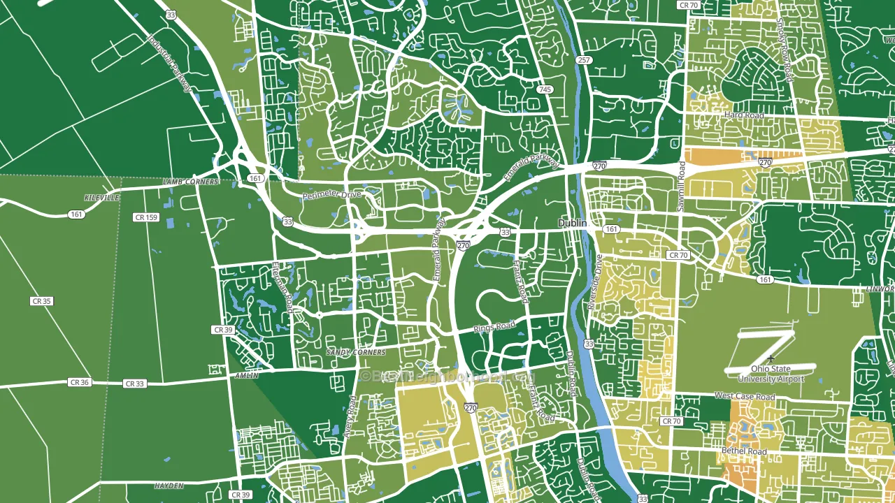 43016, OH block-group voter-turnout map